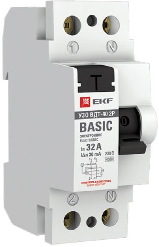 Выключатель дифференциального тока УЗО EKF Basic ВДТ-40 2п 32А 30мА 4,5,кА тип AC фото Выключатель дифференциального тока УЗО EKF Basic ВДТ-40 2п 32А 30мА 4,5,кА тип AC картинка